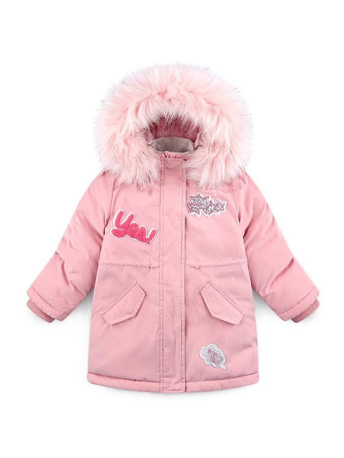 韓國 Jelispoon - 保暖刺繡點綴抽繩長版連帽外套-軍綠