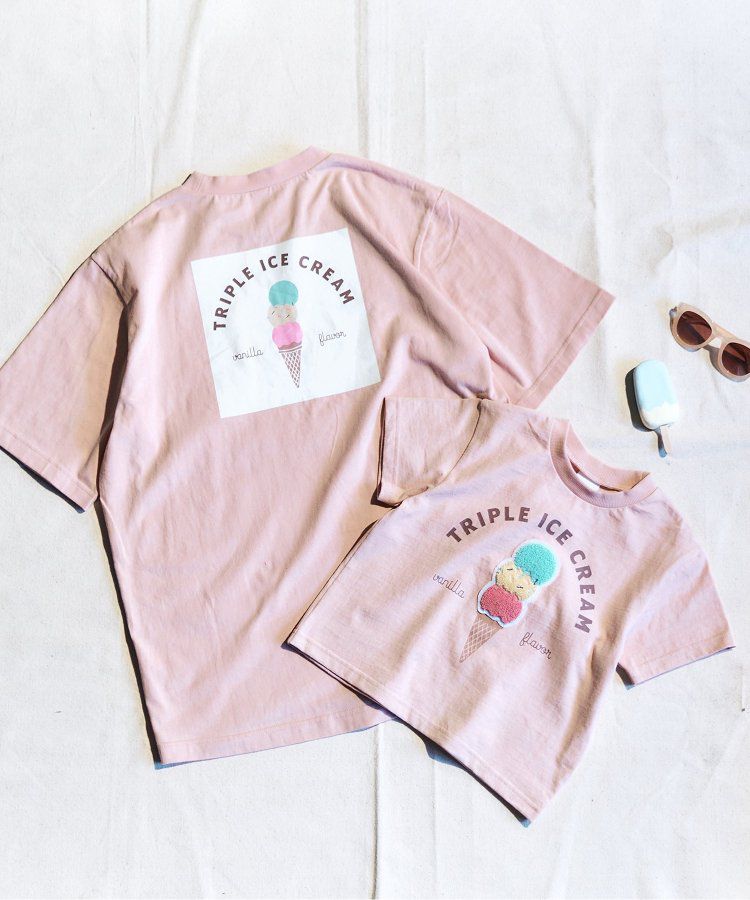 日本 apres les cours - 夏日印花清爽短袖上衣-三色冰淇淋-橘粉