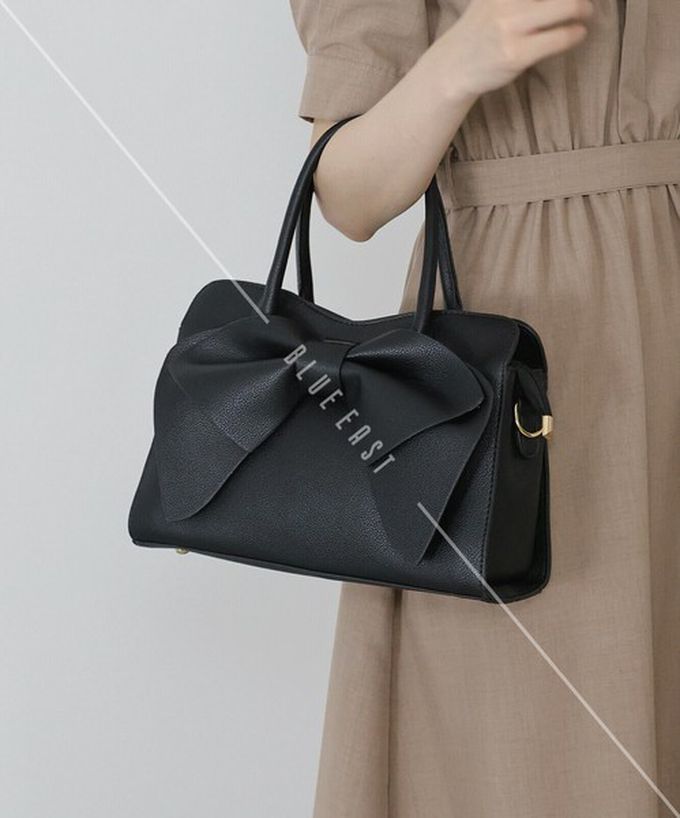 日本 BLUE EAST - 2way俏麗蝴蝶結方型手提/側背包-黑