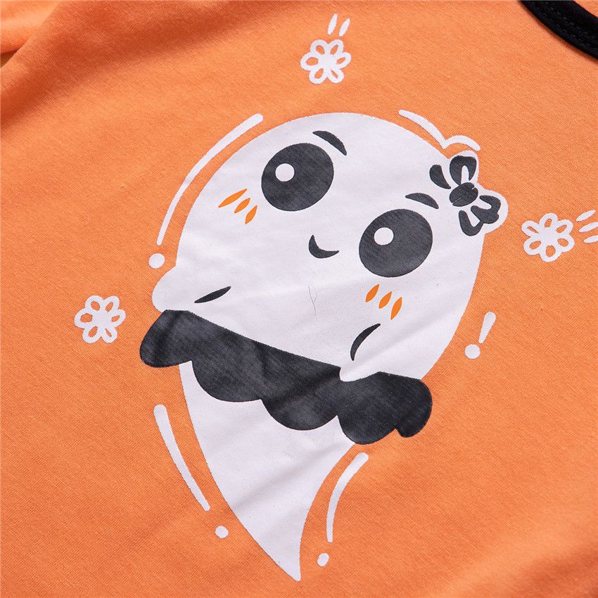 造型女寶長袖套裝-大眼睛幽靈-橘色-萬聖節裝扮