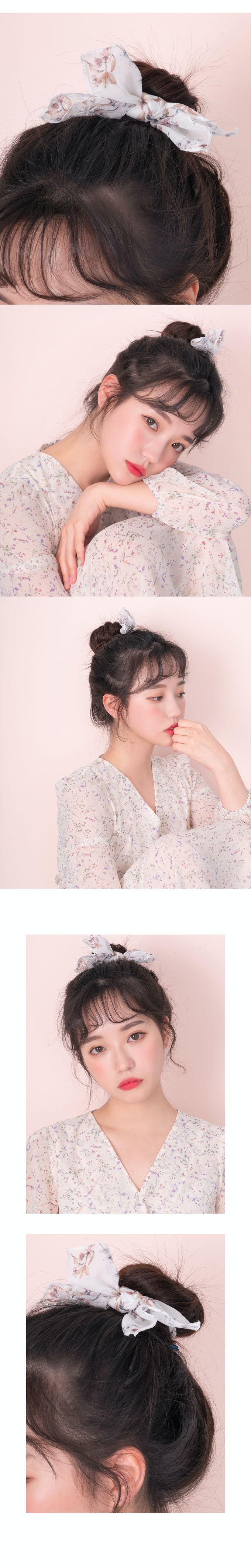 韓國 Soo&Soo - 高雅印花蝴蝶結盤頭髮飾-深藍