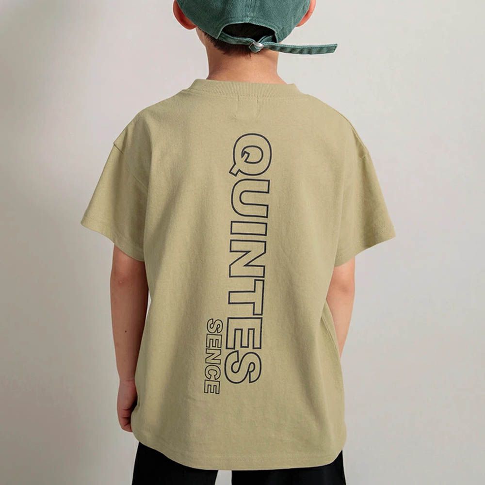 100%棉 街頭印花短袖上衣-QUINTES-淺棕