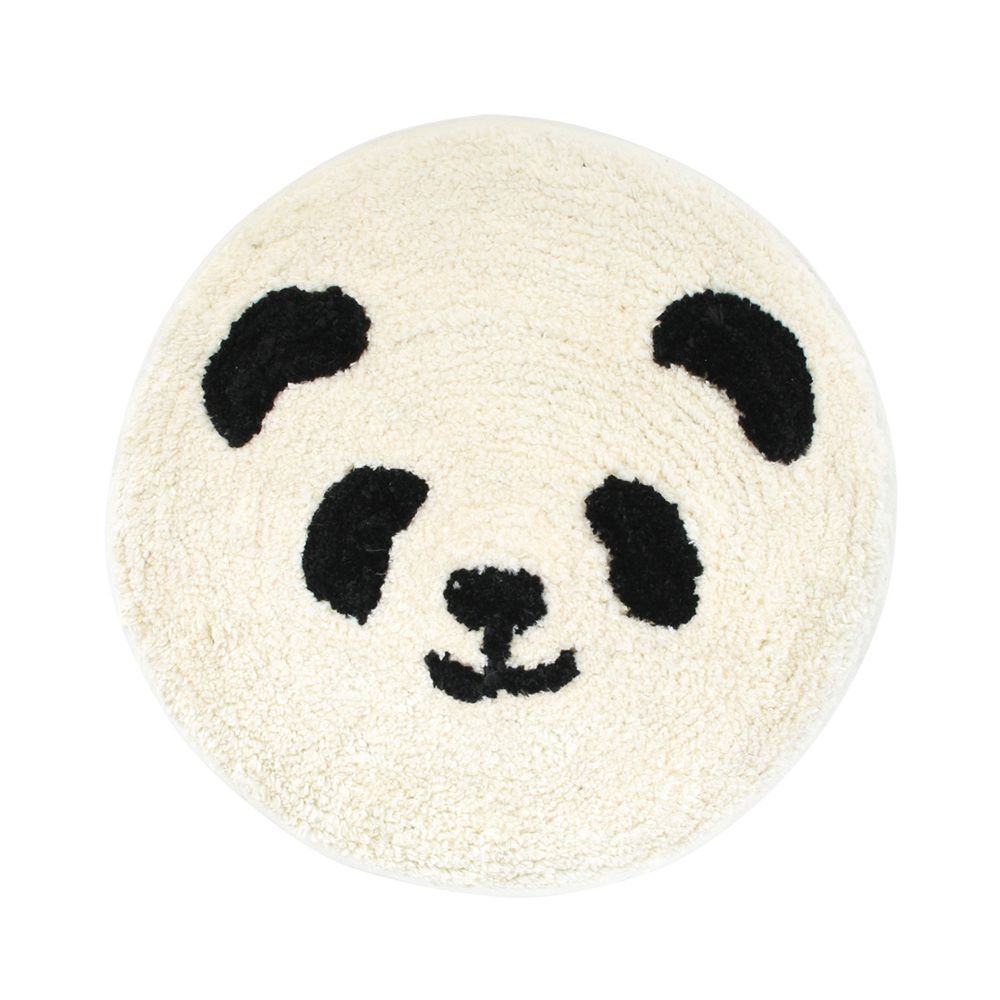 日本 TOMO - 可愛動物臉頰針織椅墊-熊貓-白 (約Ф33cm)