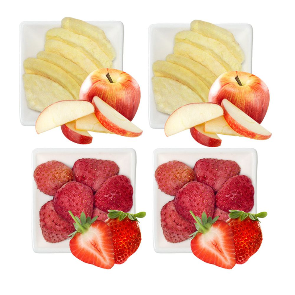 韓國SSALGWAJA米餅村 - 免運組-無添加水果脆片4入組-草莓*2/蘋果*2-草莓13g*2/蘋果15g*2