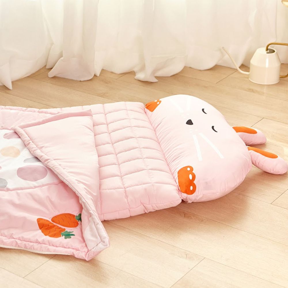 韓國 Hello HiZoo - 手工製莫代爾防蟎抗菌動物兒童睡袋(枕頭+睡墊+被子+收納袋)-粉紅兔 (70x140cm)