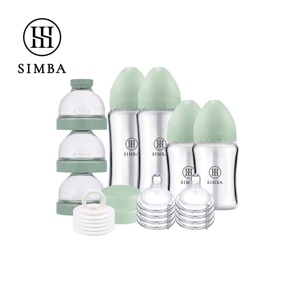 蘊蜜質金玻璃寬口奶瓶人氣口碑組-綠沐