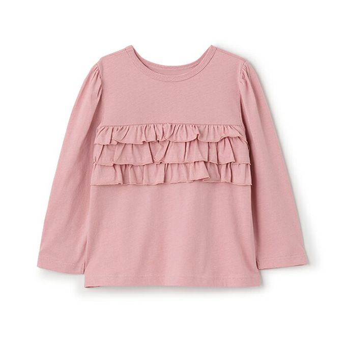 日本 Lycee mine - 100%棉 前後兩穿荷葉邊長袖上衣-白