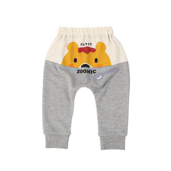 日本 ZOOLAND - 背後療癒熊臉合身長褲-療癒咖哩飯-黑