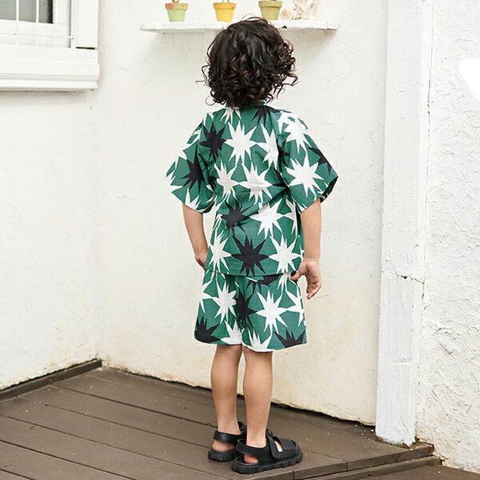 日本 b-ROOM - 100%棉 夏季甚平套裝-浮世繪浪-水藍