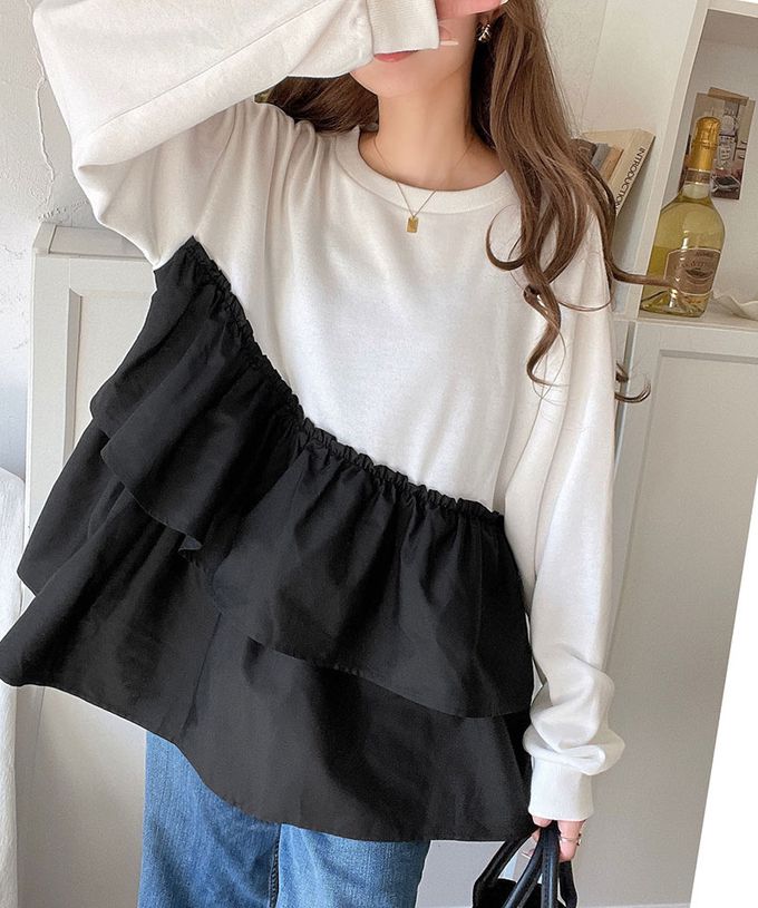 日本 Classical Elf - 蛋糕層次優美薄長袖上衣-深灰