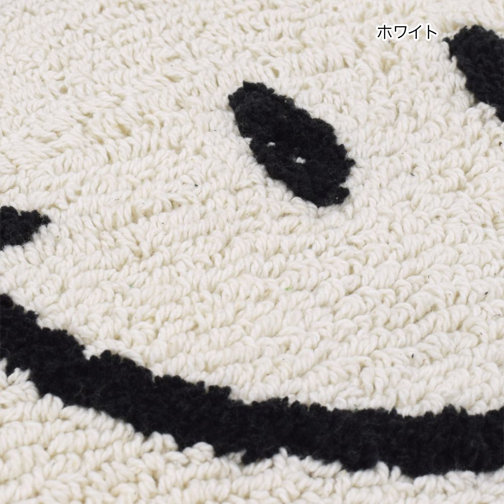 日本 TOMO - 短絨吸水印花腳踏墊/地墊-半月型微笑-粉灰 (約35×70cm)