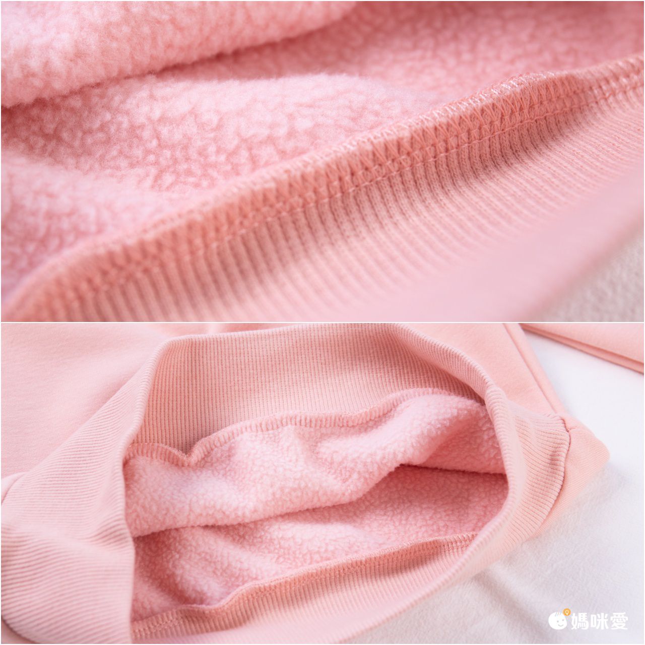 加絨長袖大學T-蝴蝶結-粉色