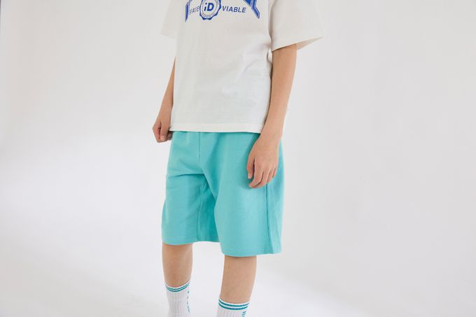 韓國 INDIVIDUEL - 好搭配休閒風五分褲-米灰