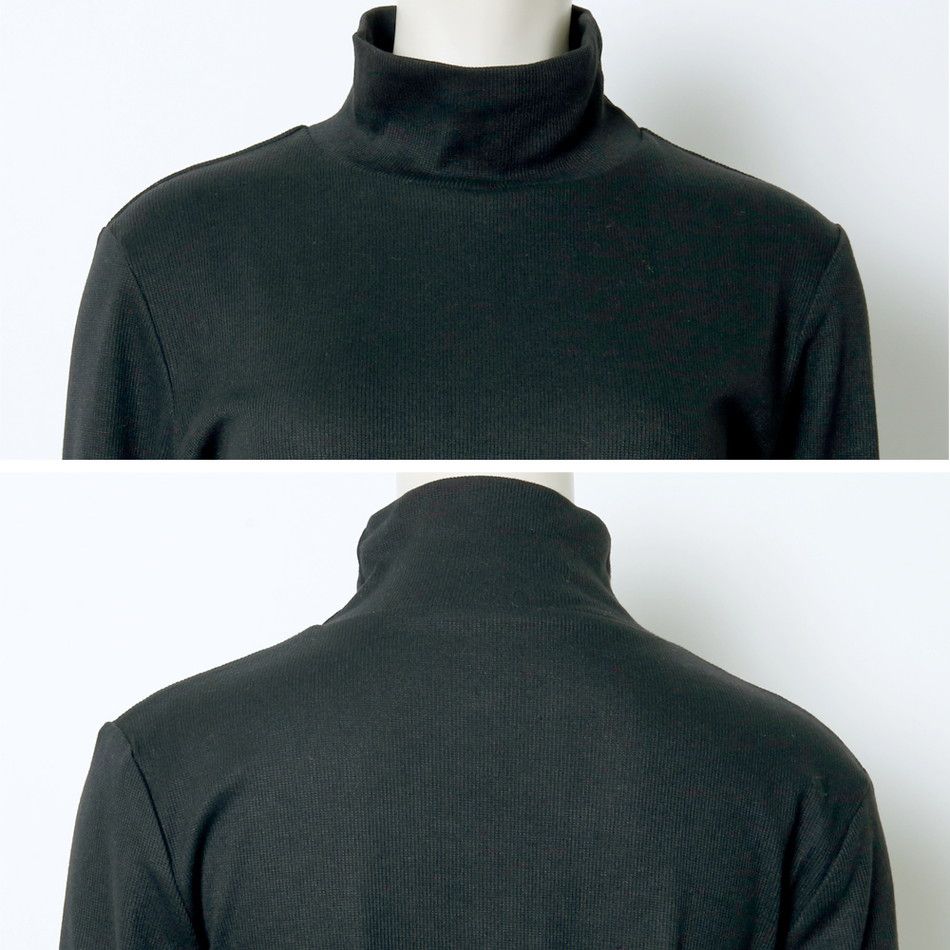 日本 Rejoule - 柔軟彈性立領長袖上衣/打底衫-米白