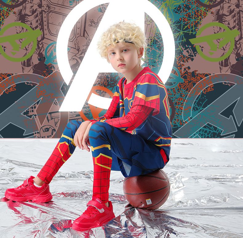 運動風造型套裝/萬聖節-卡通人物美國隊長(送軟面具)-藍色