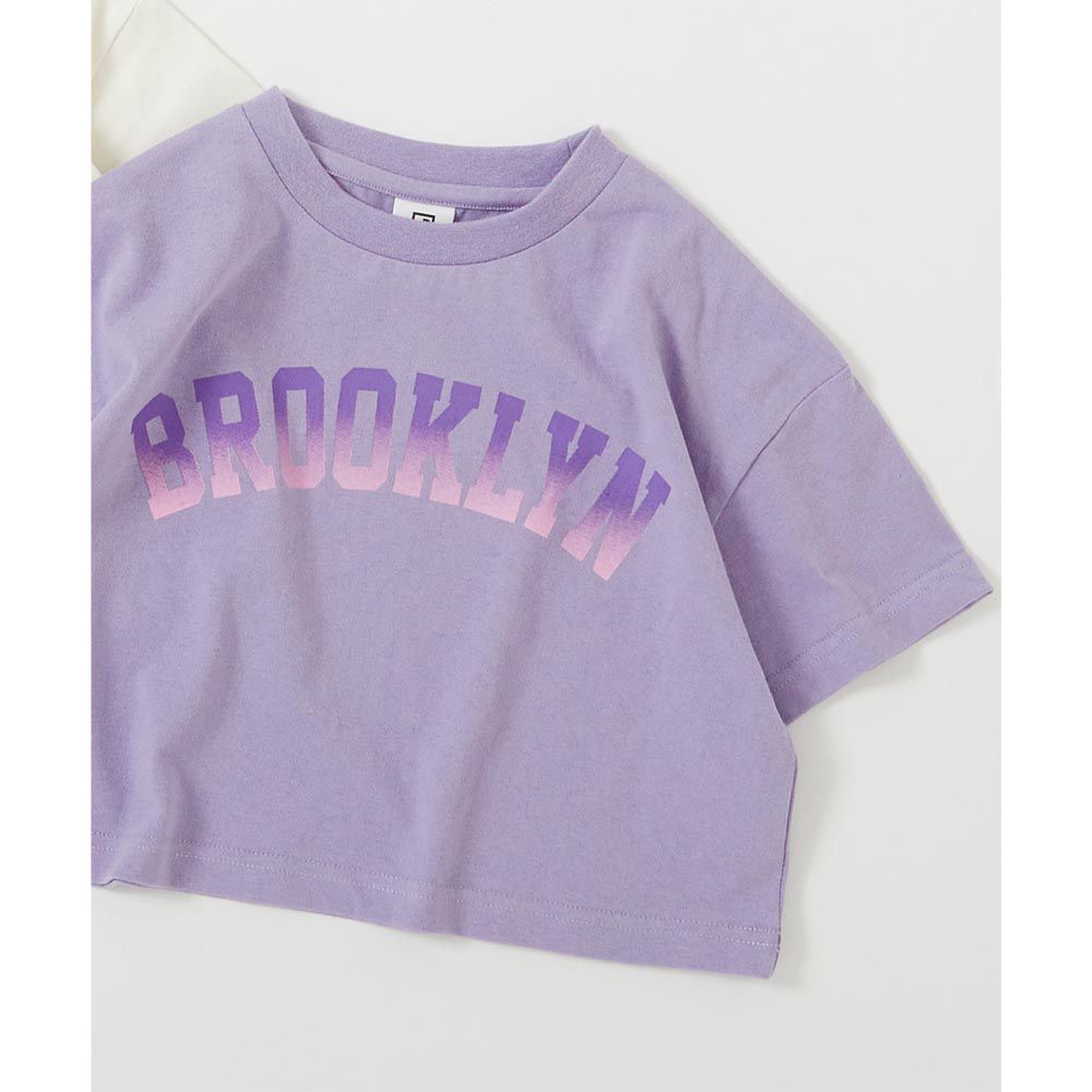 日本 devirock - 100%棉 女孩可愛短版上衣-布魯克林-淺紫