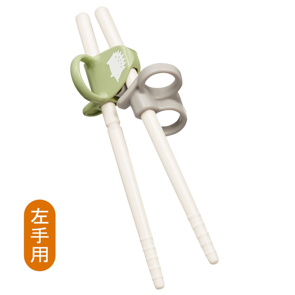 日本 Combi - 三階段彈力學習筷-左手-刺蝟綠