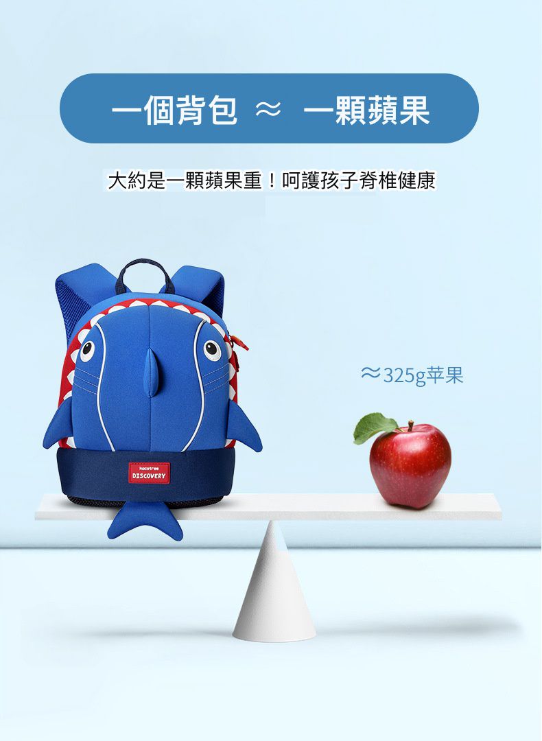 輕量立體造型背包-藍色鯊魚