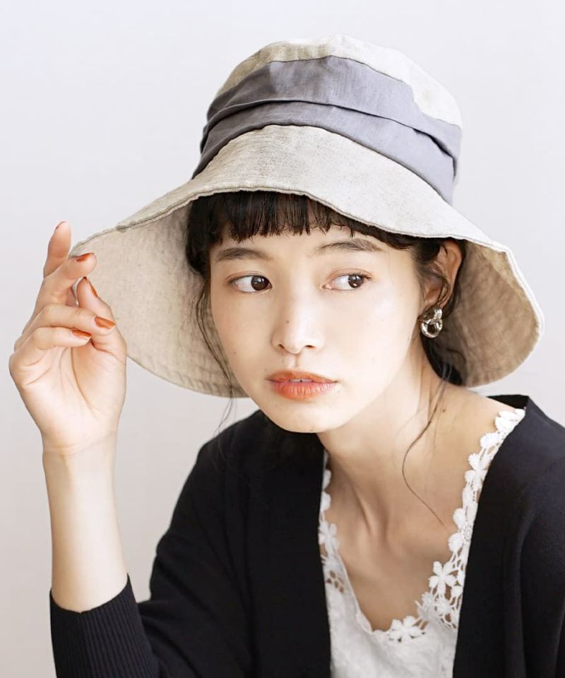 日本 zootie - 棉麻透氣寬帽簷遮陽漁夫帽(頭圍約58cm)-珊瑚橘