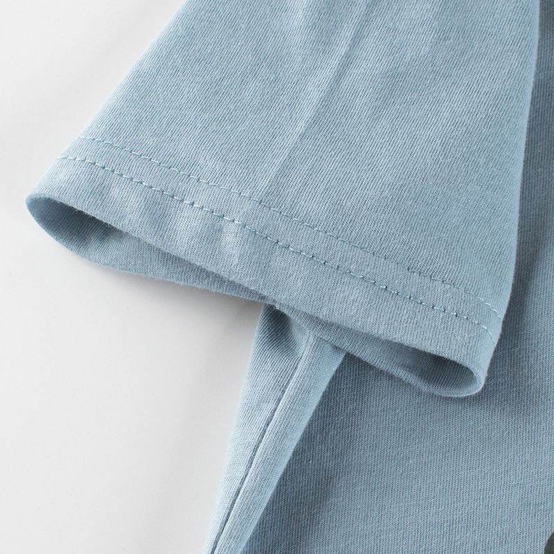 純棉短袖上衣-布偶熊熊-霧藍色