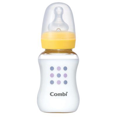 日本 Combi - 母乳力學標準 PES 奶瓶-2入實用組-黃色-150mLx2