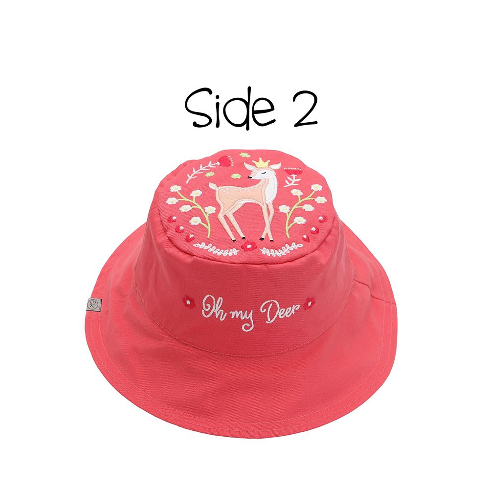 加拿大 flapjackkids - 雙面防風遮陽帽/防曬帽-兔子/小鹿 (2y-4y)