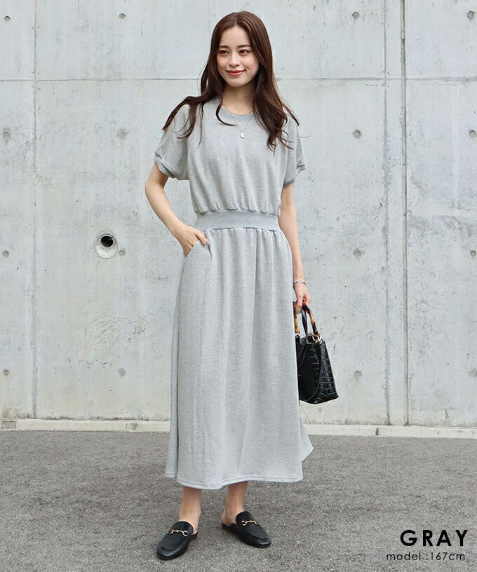 日本 BLUE EAST - 棉混透氣修身泡泡短袖洋裝-藍