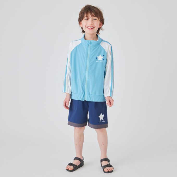 日本 evercloset - 水陸二用 神奇變色星星速乾短褲-海軍藍