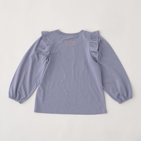 日本 Lycee mine - 閃耀印花肩部摺邊長袖上衣-草莓-象牙白