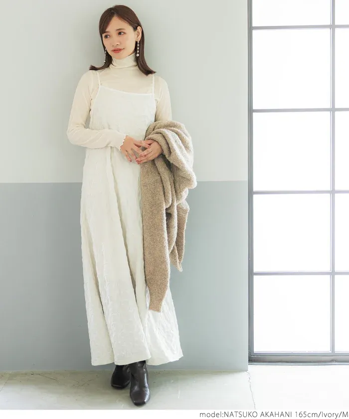 日本 COCA - 高領微透感長袖內搭/上衣-深藍