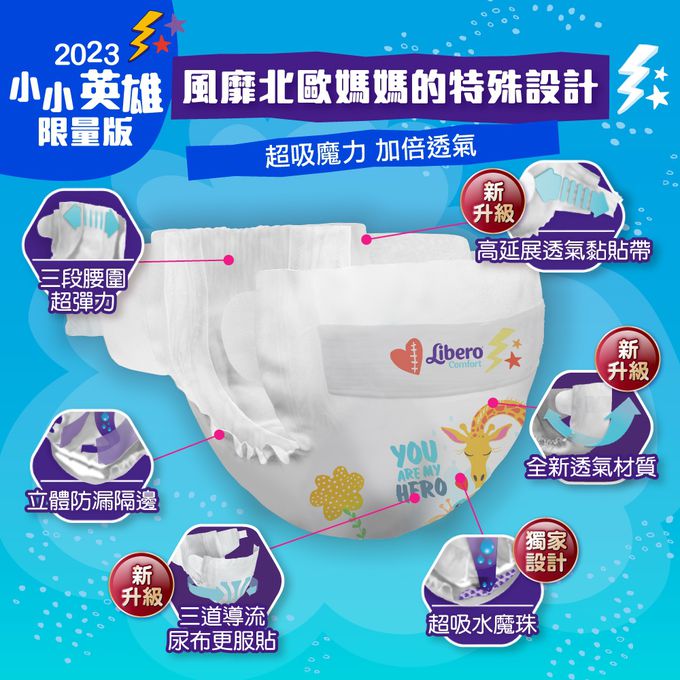 麗貝樂 Libero - 嬰兒尿布/紙尿褲-小小英雄 年度限量款 歐洲原裝進口-北歐限量設計款 (S/3號)-58片×3包