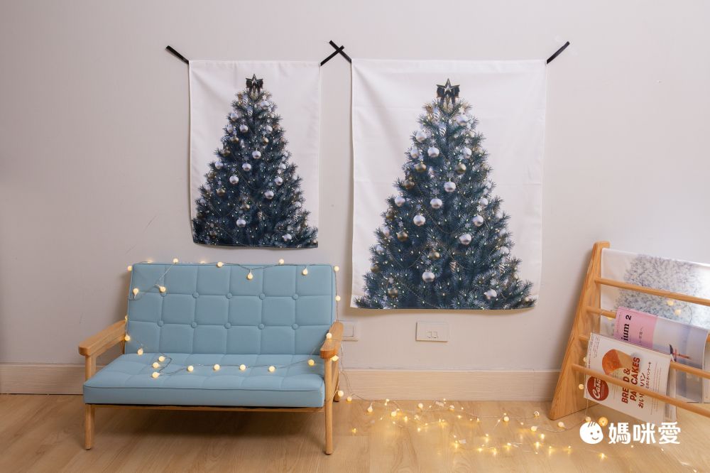 北歐手工聖誕樹掛布禮盒組贈5米50粒電池星光串燈/松樹掛布聖誕節必備/耶誕氛圍/裝置藝術/聖誕樹-極光寶石 (小_50x70cm)