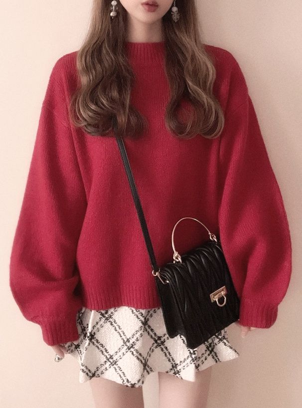 日本 GRL - 微立領顯瘦落肩針織毛衣-象牙杏 (F)