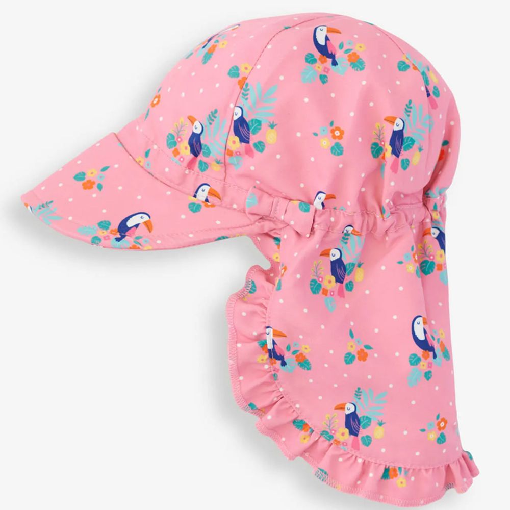 英國 JoJo Maman BeBe - 嬰幼兒/兒童UPF50+防曬護頸遮陽帽-彩虹樂園1