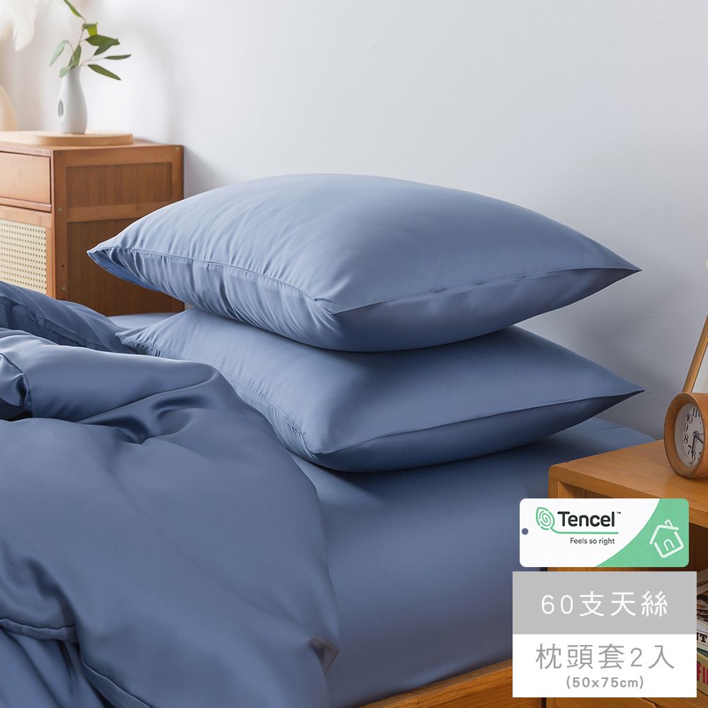 60支天絲枕套-海霧藍 (二入)