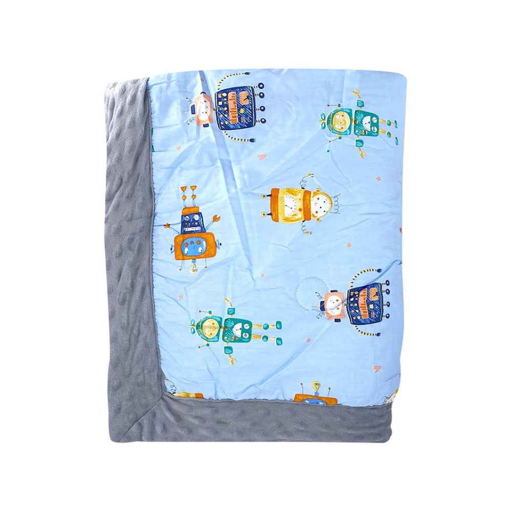 JoyNa - 加厚款-多功能蓋毯 兒童棉被 保暖被-灰色機器人-加厚款 (110*140cm)