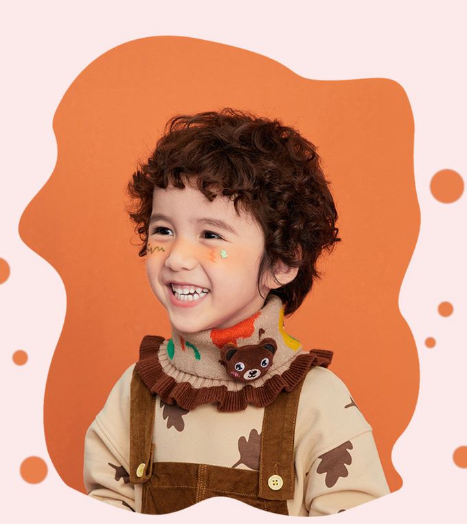 韓國lemonkid - 卡通針織圍脖 (咖啡小熊)