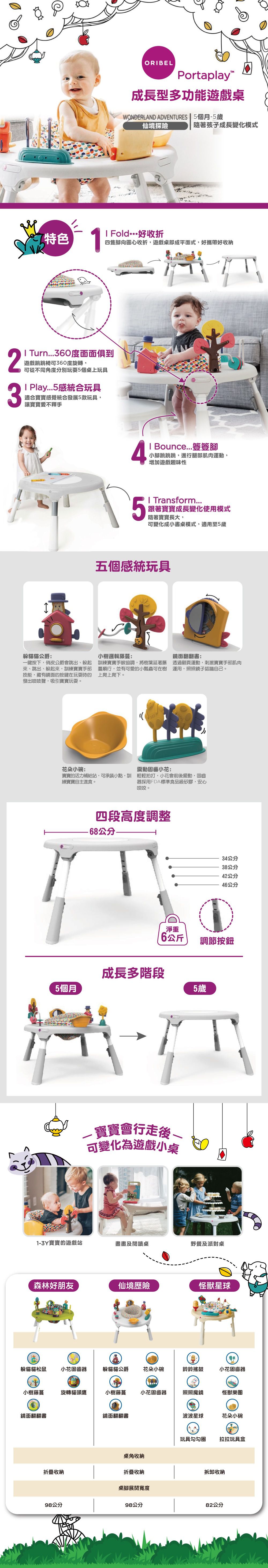 新加坡 Oribel - 成長型多功能遊戲桌-仙境探險