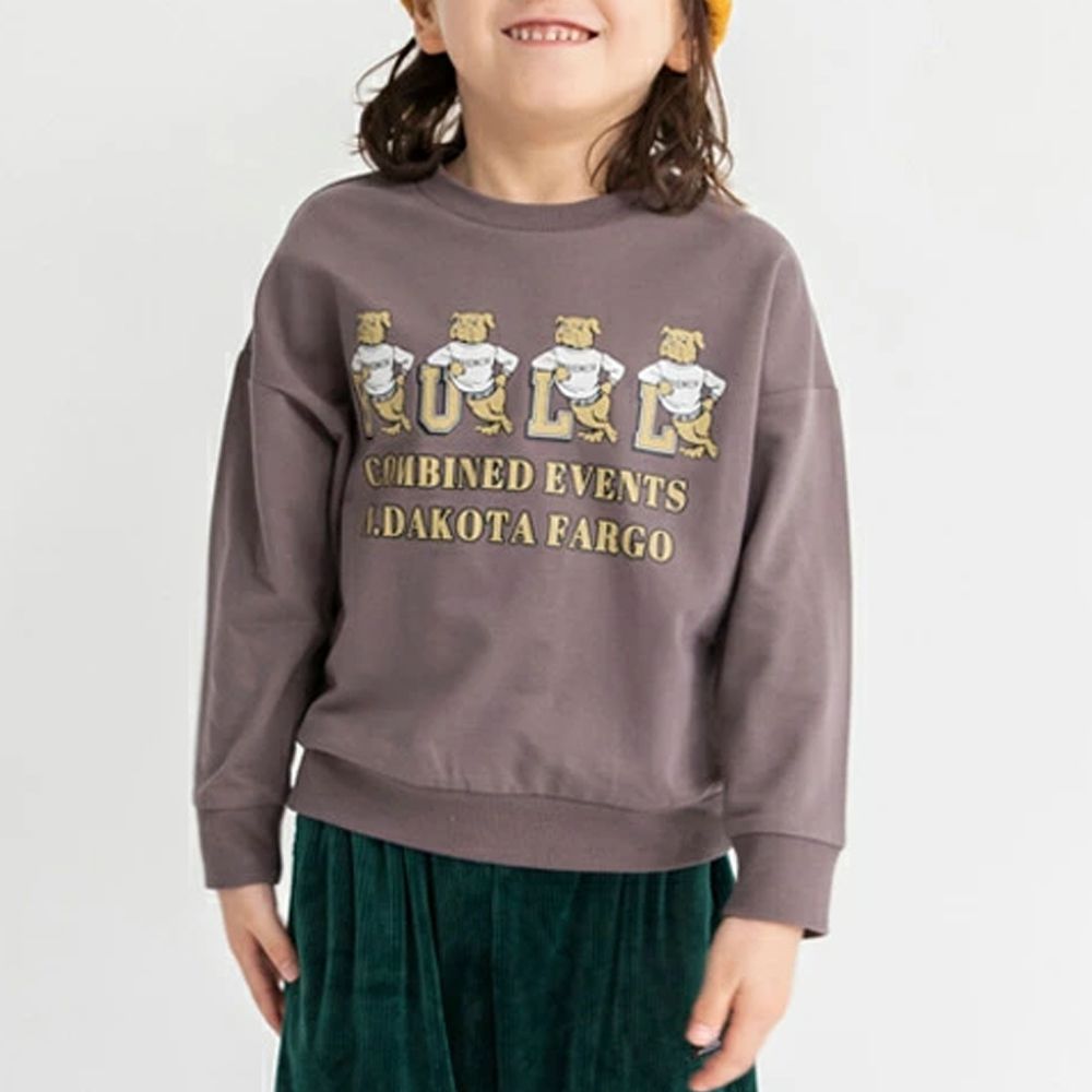 百搭落肩縮口長袖上衣-四隻狗狗-咖啡