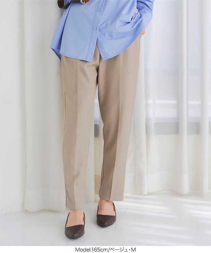 日本 Kobe Lettuce - 彈性腰圍打褶美腳西裝褲-(可選長度)-黑