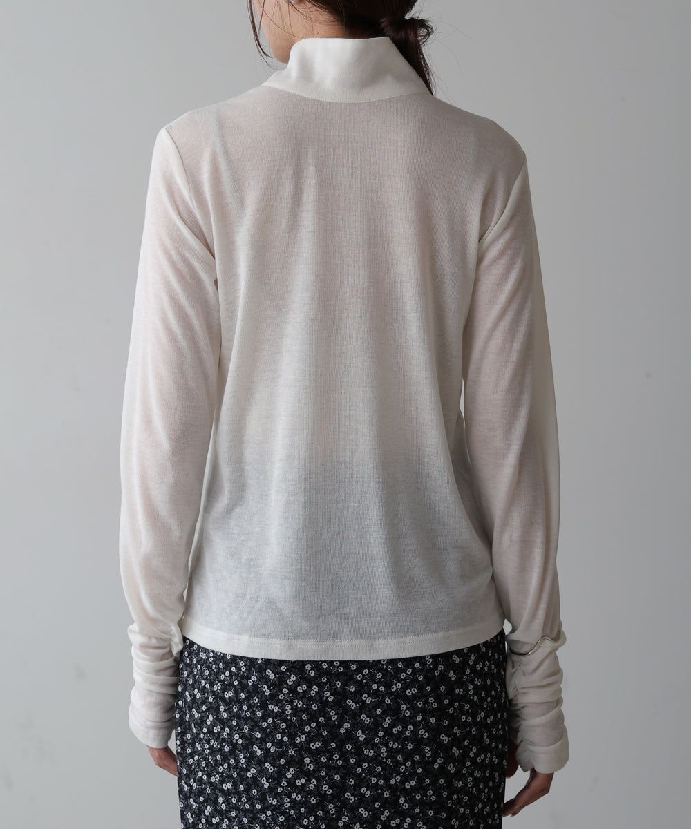 日本 Bab - 2WAY立領排扣薄長袖上衣-淺綠