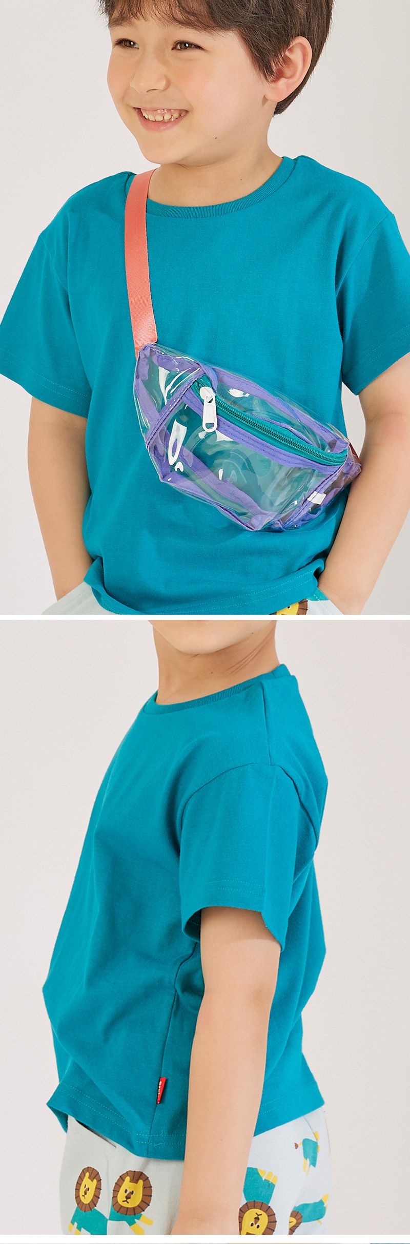 韓國 OZKIZ - (附透明包)簡約短袖上衣-藍綠