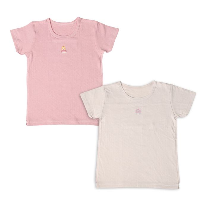 akachan honpo - 短袖圓領上衣2件組蓬鬆棉-公主-粉紅色