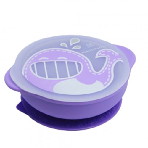 MARCUS＆MARCUS - 動物樂園幼兒自主學習吸盤碗含蓋-紫色