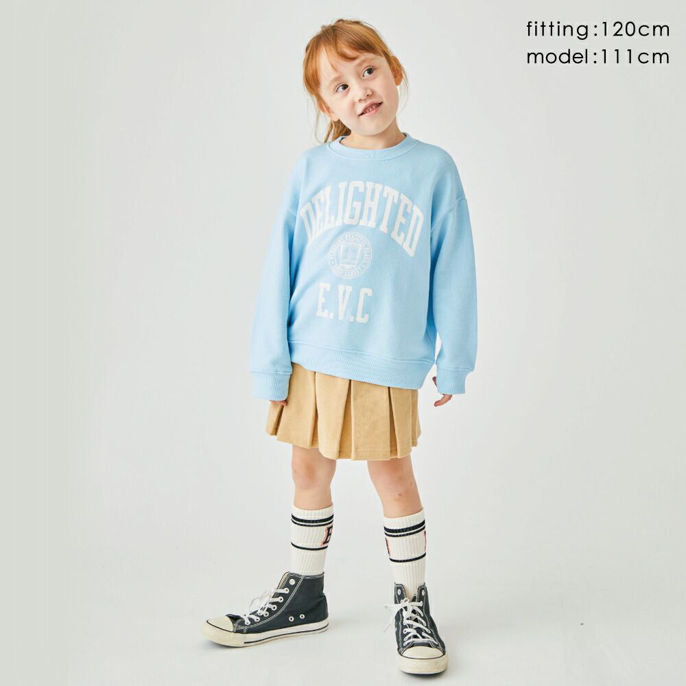 日本 evercloset - 純棉裏毛英文字大學T-水藍