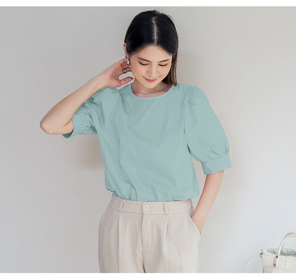 氣質百搭甜美燈籠袖上衣-薄荷綠 (F)