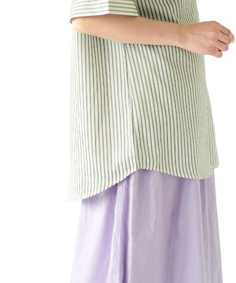 日本 zootie - 男孩風直條紋短袖襯衫-青草綠