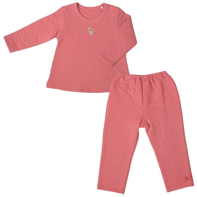 akachan honpo - 長袖鋪棉套頭家居服-聖代-紅色