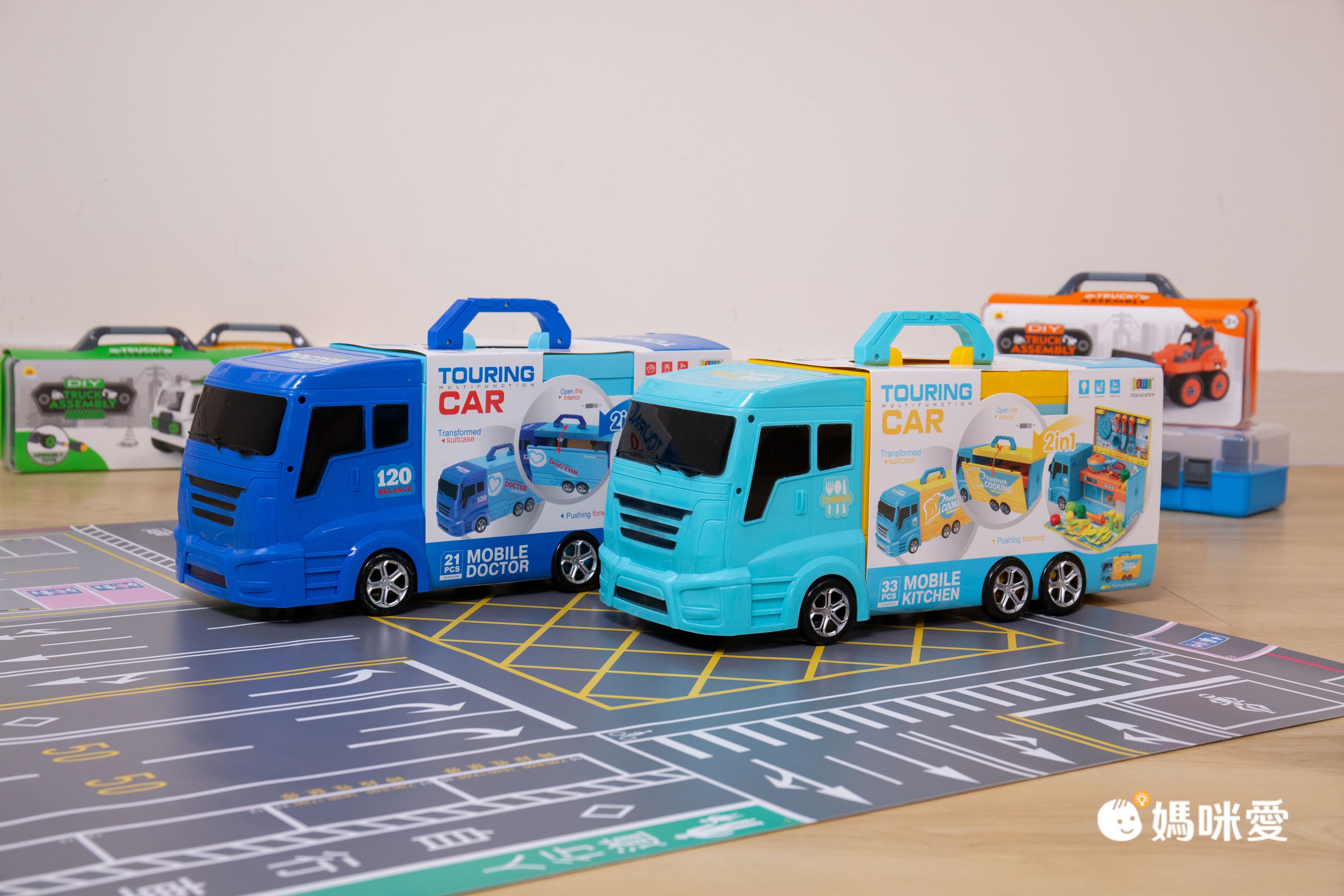 DIY組裝車車【小小家】手提貨櫃車家家酒Ｘ工程車