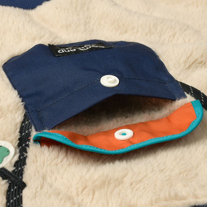 akachan honpo - 長袖休閒上衣-刷毛 背面圖案-淺卡其色